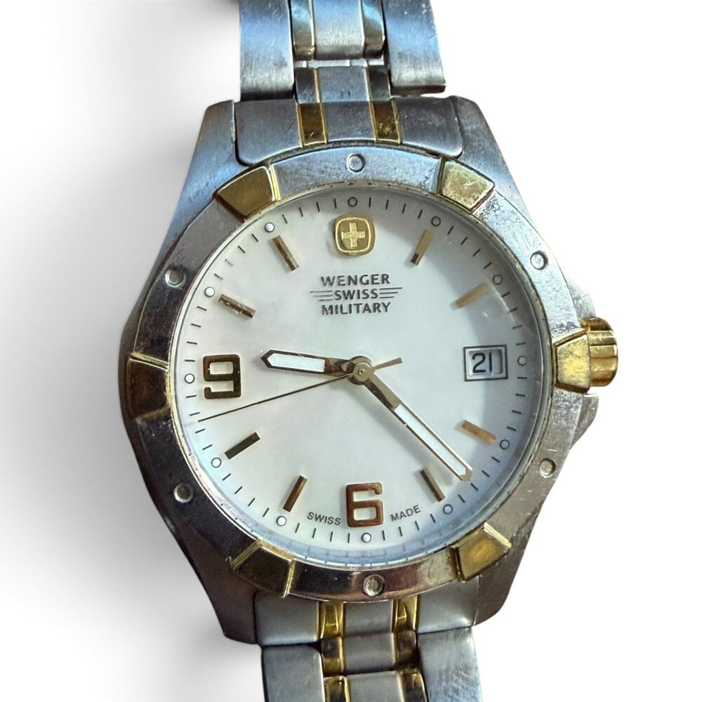 Wenger Swiss Military 79093 Two-Tone Quartz Date Watch Stainless Steel 100M WR